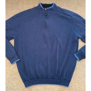 Mizuno Sweater Mens 2XL WindLite Long Sleeve 1/4 Zip Lined Navy Cotton Pullover